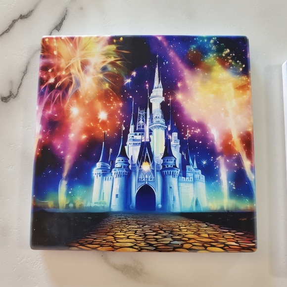 Cinderella Castle & Fireworks 2 Pack Sandstone Coasters - Picture 5 of 7